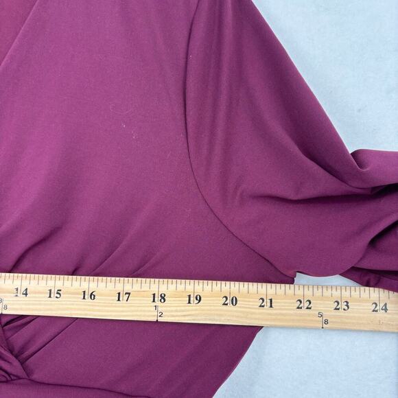 Torrid Faux Wrap Dress Size 1X Midi Surplice Stretch Knit Plum Purple - Picture 8 of 11